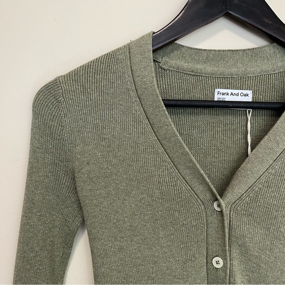 NWT Frank And Oak Ribbed V-Neck Cardigan Sweater - Size XXS - Picture 2 of 13